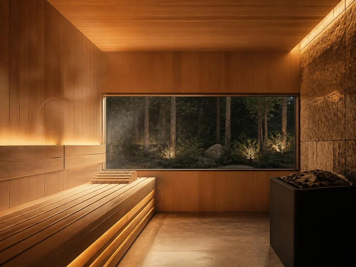 Ahşap sauna iç mekânı